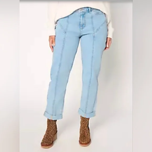 LOGO by Lori Goldstein Dark Blue Boyfriend Jeans. Size 10. NWT - Picture 7 of 9